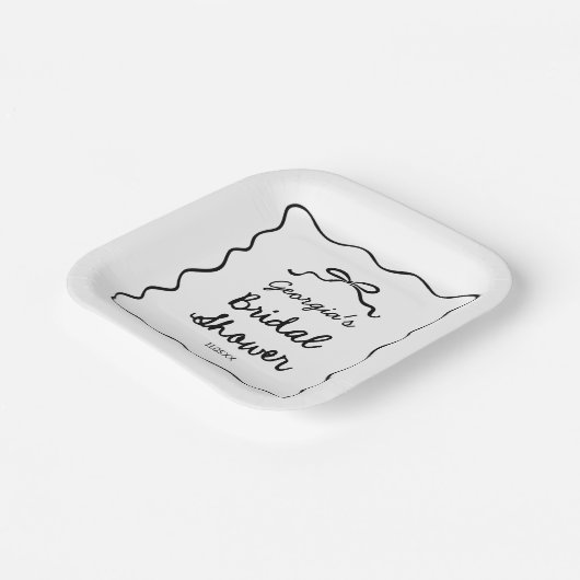 Whimsical Hand Drawn Bow Vrijgezellenfeest Papieren Bordje (Gebogen)