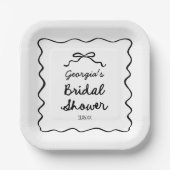 Whimsical Hand Drawn Bow Vrijgezellenfeest Papieren Bordje (Voorkant)