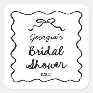 Whimsical Hand Drawn Bow Vrijgezellenfeest Vierkante Sticker