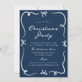 Whimsical Hand-Drawn Bows Navy Christmas Party Kaart (Voorkant)