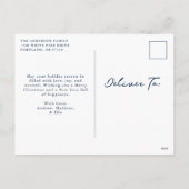 Whimsical Hand-Drawn Bows Navy Foto Kerstmis Feestdagenkaart (Achterkant)