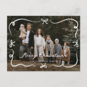 Whimsical Hand-Drawn Bows Photo Christmas Feestdagenkaart (Voorkant)