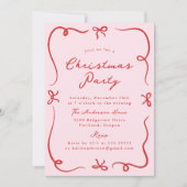 Whimsical Hand-Drawn Bows Pink Christmas Party Kaart (Voorkant)
