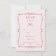 Whimsical Hand Drawn Bows RSVP Response Kaart