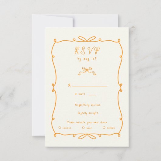 Whimsical Hand Drawn Bows RSVP Response Kaart (Voorkant)