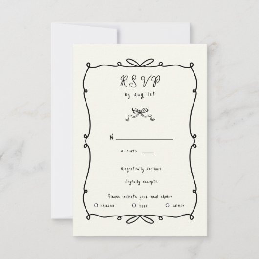 Whimsical Hand Drawn Bows RSVP Response Kaart (Voorkant)