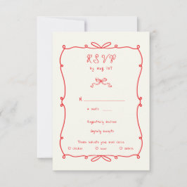 Whimsical Hand Drawn Bows RSVP Response Kaart