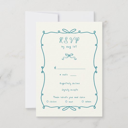 Whimsical Hand Drawn Bows RSVP Response Kaart (Voorkant)