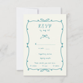Whimsical Hand Drawn Bows RSVP Response Kaart