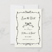 Whimsical Hand Drawn Bows Save the Date Kaart (Voorkant)
