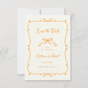 Whimsical Hand Drawn Bows Save the Date Kaart