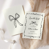 Whimsical Hand Drawn Bows Save the Date Kaart