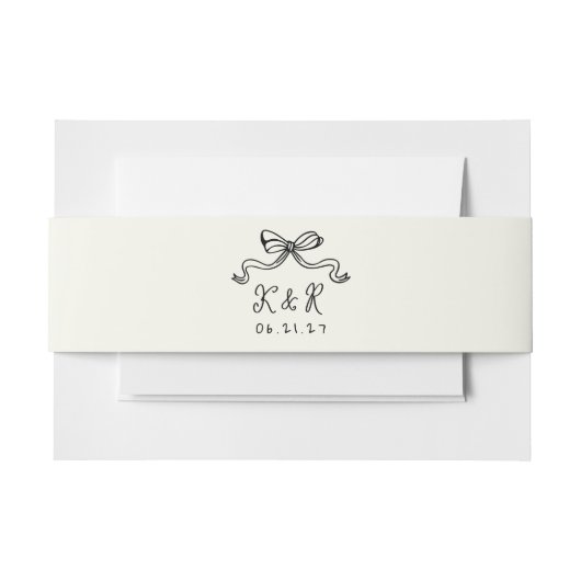 Whimsical Hand Drawn Bows Wedding Belly Band Uitnodigingen Wikkel (Voorkant Voorbeeld)