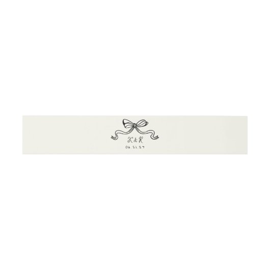Whimsical Hand Drawn Bows Wedding Belly Band Uitnodigingen Wikkel (Vlak)