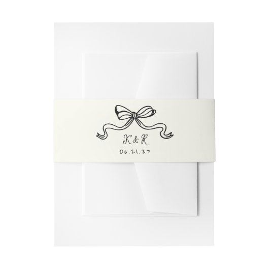 Whimsical Hand Drawn Bows Wedding Belly Band Uitnodigingen Wikkel (Voorkant Voorbeeld)