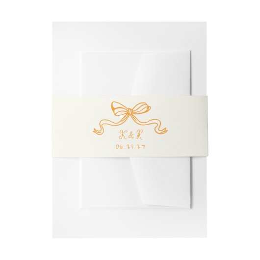 Whimsical Hand Drawn Bows Wedding Belly Band Uitnodigingen Wikkel (Voorkant Voorbeeld)