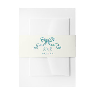 Whimsical Hand Drawn Bows Wedding Belly Band Uitnodigingen Wikkel