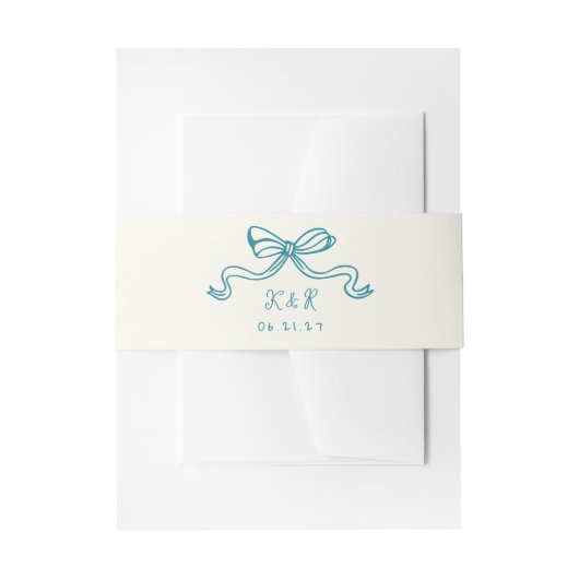 Whimsical Hand Drawn Bows Wedding Belly Band Uitnodigingen Wikkel (Voorkant Voorbeeld)