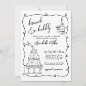 Whimsical Hand Drawn Brunch Bubbly Vrijgezellenfee Kaart (Voorkant)