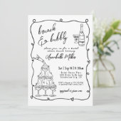 Whimsical Hand Drawn Brunch Bubbly Vrijgezellenfee Kaart (Staand voorkant)