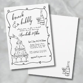 Whimsical Hand Drawn Brunch Bubbly Vrijgezellenfee Kaart