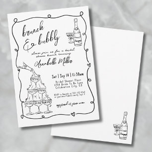 Whimsical Hand Drawn Brunch Bubbly Vrijgezellenfee Kaart