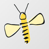 Whimsical Hand Drawn Bumble Bee Doodle Raamsticker (Vel)