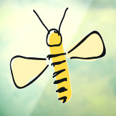 Whimsical Hand Drawn Bumble Bee Doodle Raamsticker (Vel 3)