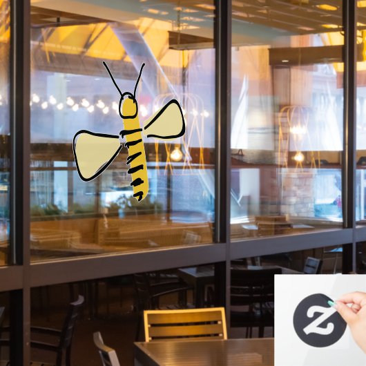 Whimsical Hand Drawn Bumble Bee Doodle Raamsticker (Restaurant Raam)