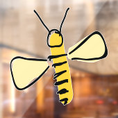 Whimsical Hand Drawn Bumble Bee Doodle Raamsticker (Vel 2)
