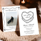 Whimsical Hand-Drawn Cake Foto bruiloft Kaart