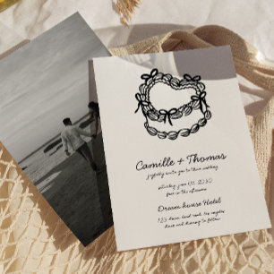 Whimsical Hand-Drawn Cake Foto Huwelijksuitnodigin Save The Date