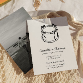 Whimsical Hand-Drawn Cake Foto Huwelijksuitnodigin Save The Date