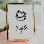 Whimsical Hand-Drawn Cake Trouwtafel Nummer Kaart