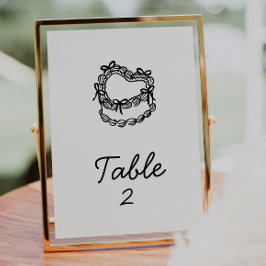 Whimsical Hand-Drawn Cake Trouwtafel Nummer Kaart