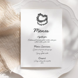 Whimsical Hand-Drawn Cake Wedding Menu Kaart