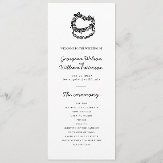 Whimsical Hand-Drawn Cake Wedding Platte Programma Programmakaart (Voorkant)