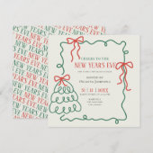 Whimsical Hand Drawn Champagne New Years Eve Party Kaart (Voorkant / Achterkant)