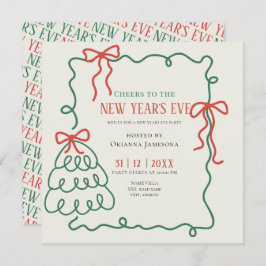 Whimsical Hand Drawn Champagne New Years Eve Party Kaart