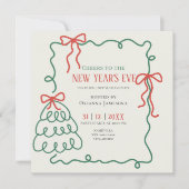 Whimsical Hand Drawn Champagne New Years Eve Party Kaart (Voorkant)