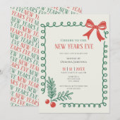 Whimsical Hand Drawn Champagne New Years Eve Party Kaart (Voorkant / Achterkant)