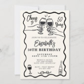 Whimsical Hand Drawn Cheers to 50 Years Birthday  Kaart (Voorkant)
