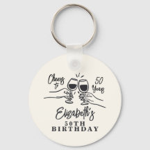 Whimsical Hand Drawn Cheers to 50 Years Birthday 