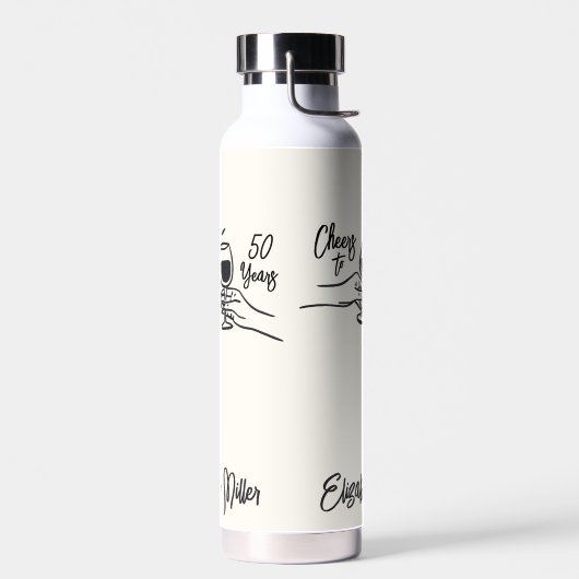 Whimsical Hand Drawn Cheers to 50 Years Birthday  Waterfles (Links)