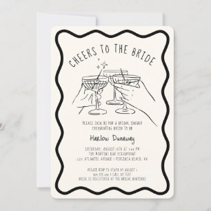 Whimsical Hand Drawn Cheers to the Bride Kaart