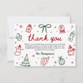 Whimsical Hand Drawn Christmas Baby Shower Bedankkaart (Voorkant)