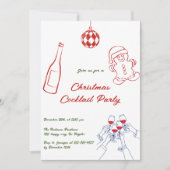 Whimsical Hand Drawn Christmas Cocktail Party Kaart (Voorkant)