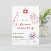 Whimsical Hand Drawn Christmas Cocktail Party Kaart (Staand voorkant)