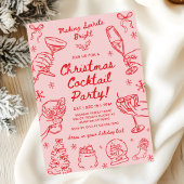 Whimsical Hand Drawn Christmas Cocktail Party Kaart
