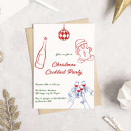 Whimsical Hand Drawn Christmas Cocktail Party Kaart